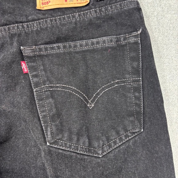 Vintage 90s Levis 505 Jeans Mens 33x30 Black Cone Mills Denim Guatamala Nov 1998 - Picture 8 of 10